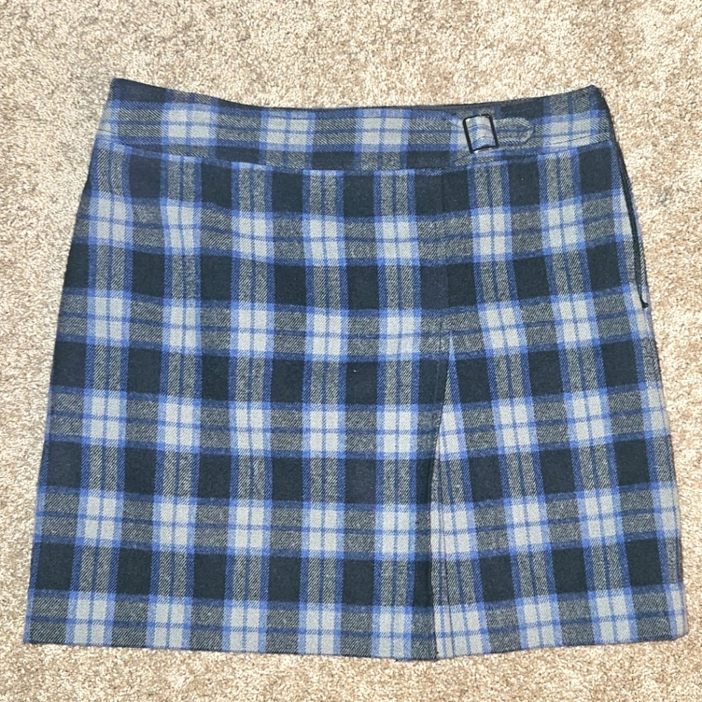 Loft Wool Blend A Line Skirt Side Zip Lined Plaid NWOT sz 4